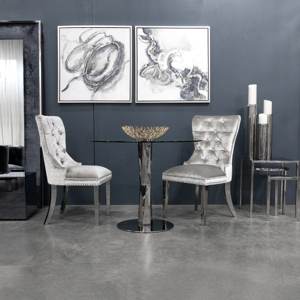 Euphoria Steel Dining Chair: Grey Velvet